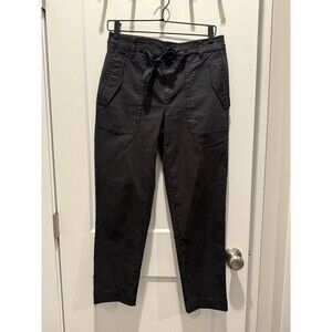 Vince Utility Pants Womens 8 Black Belted Stretch Chino Ankle Length Straight